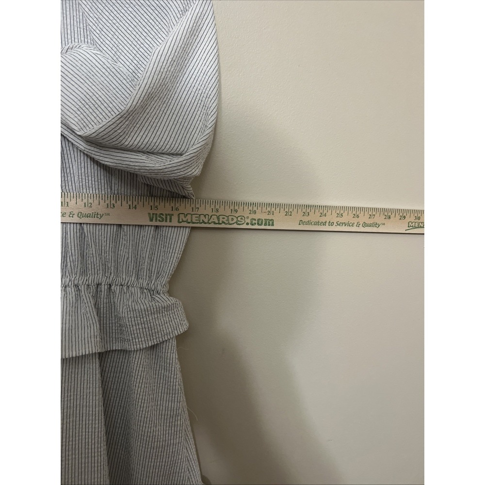 Calvin Klein Cottagecore Shirt Dress Womens S White Striped Tie Waist Pockets - Picture 8 of 10